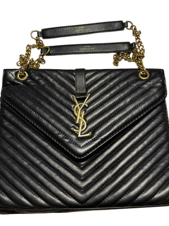 Yves Saint Laurent Handbags - YSL Large Black Quilted Leather Envelope Chevron Chain Shoulder Bag